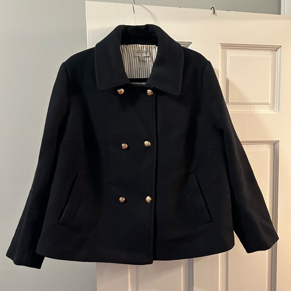 Nili Lotan x Target Navy Wool Cropped Pea Coat - Picture 1 of 4